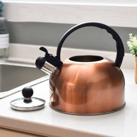 Chaleira Com Apito 2,5 Litros Em Aço Inox Bronze