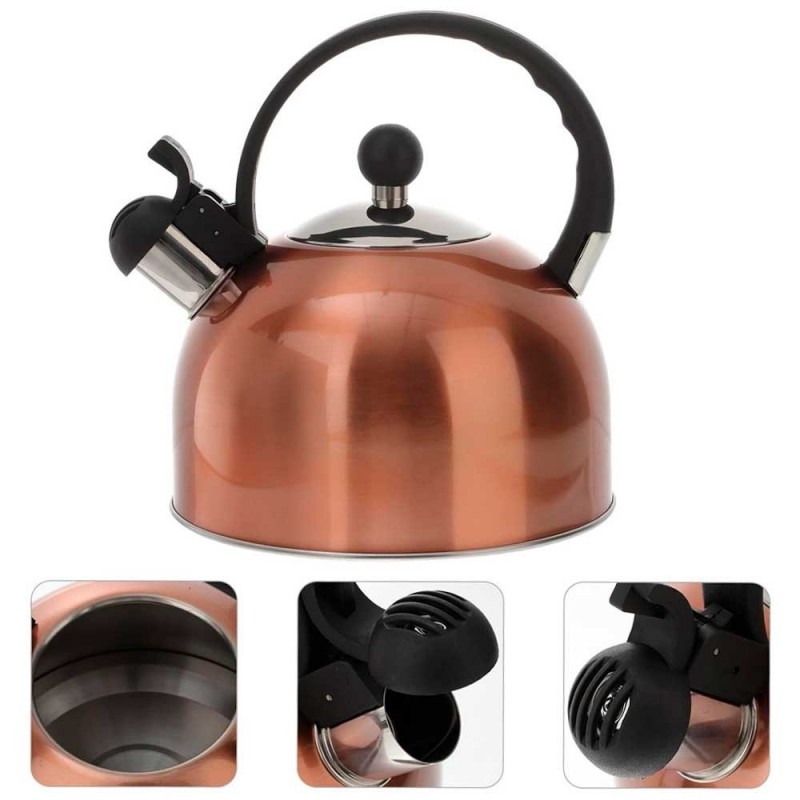 Chaleira Com Apito 2,5 Litros Em Aço Inox Champagne - Compre Agora!