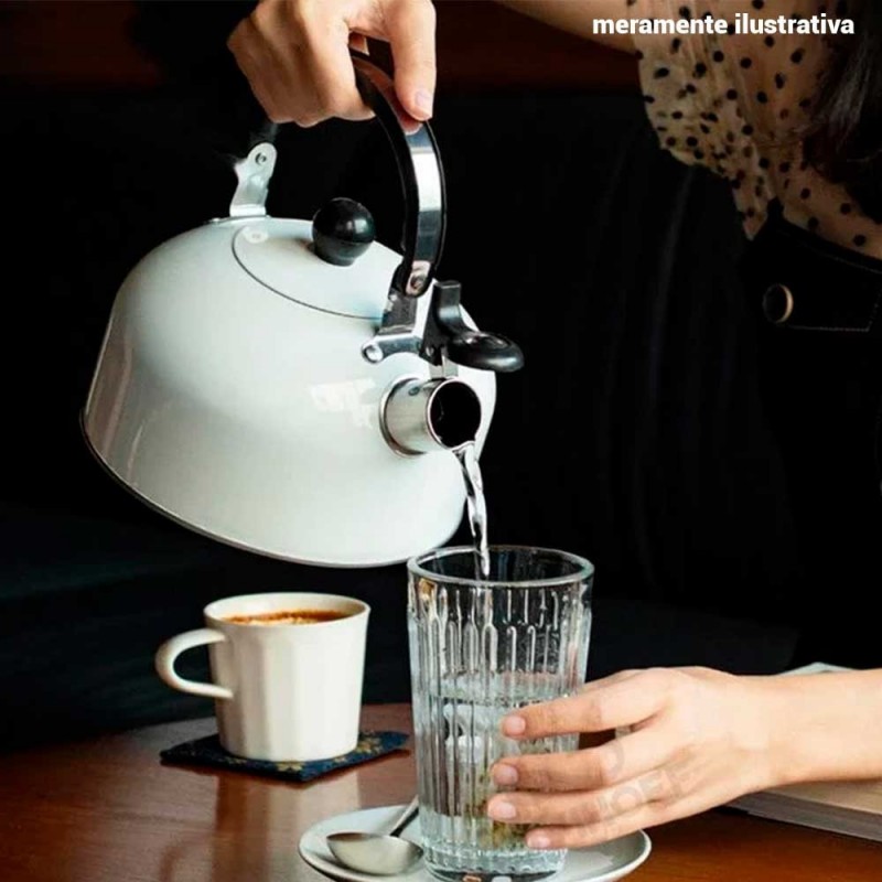 Chaleira Com Apito 2,5 Litros Em Aço Inox Off White - Compre Agora!