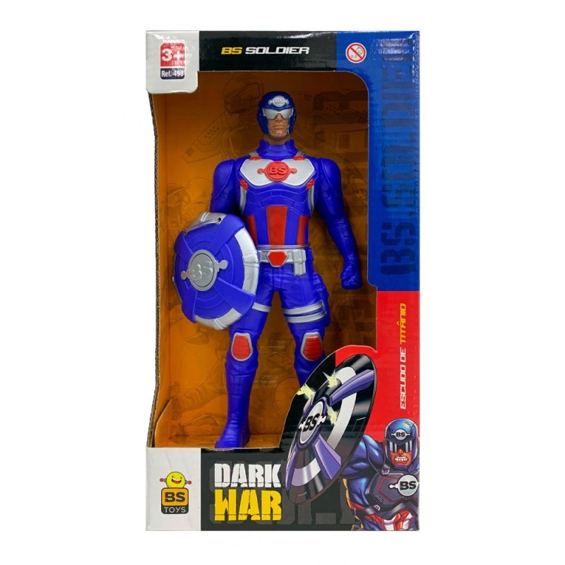 Boneco Com Escudo BS Soldier Dark War Brinquedo - Feira Da Madrugada SP