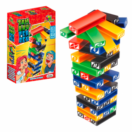 Jogo Tombou Perdeu Torre De Empilhar Com 45 Peças - Compre Agora!