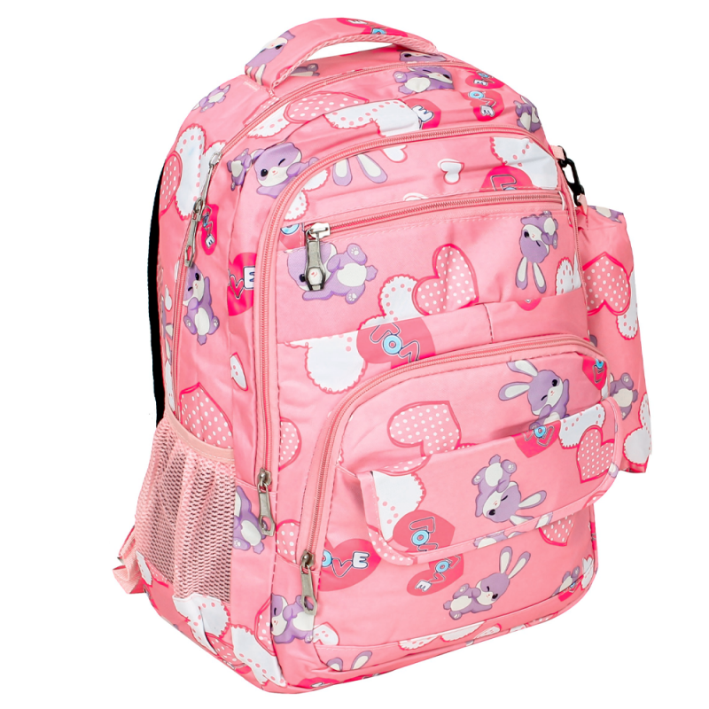 Kit Mochila Feminina + Estojo Com Estampa De Coelho - Feira Da Madrugada SP