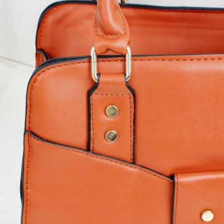 Bolsa Média Quadrada De Ombro Com Detalhes Dourados - Feira Da Madrugada SP
