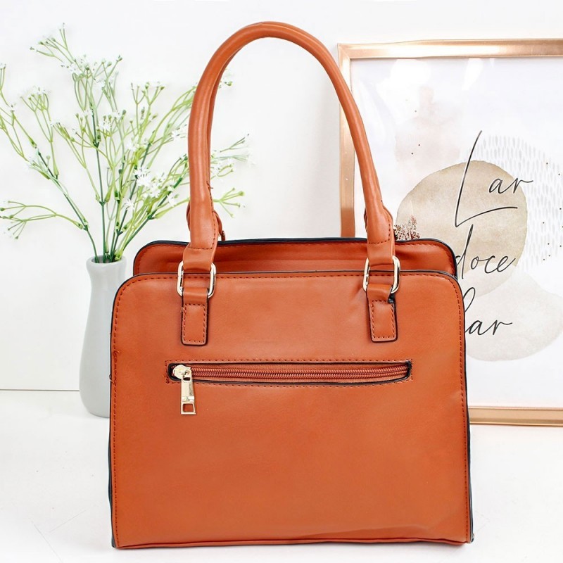 Bolsa Média Quadrada De Ombro Com Detalhes Dourados - Feira Da Madrugada SP