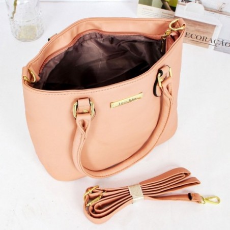 Bolsa Lisa Média Feminina De Ombro Com Detalhes Dourados - Feira Da Madrugada SP