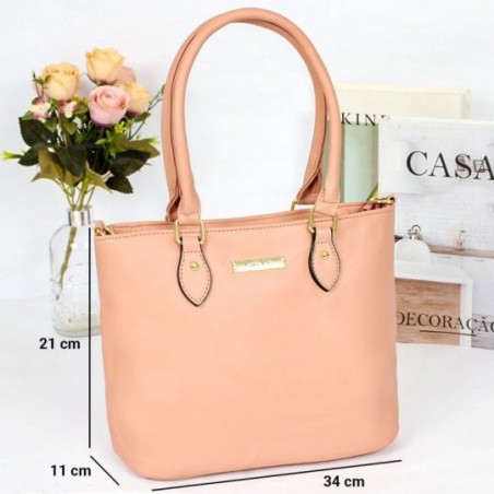 Bolsa Lisa Média Feminina De Ombro Com Detalhes Dourados - Feira Da Madrugada SP