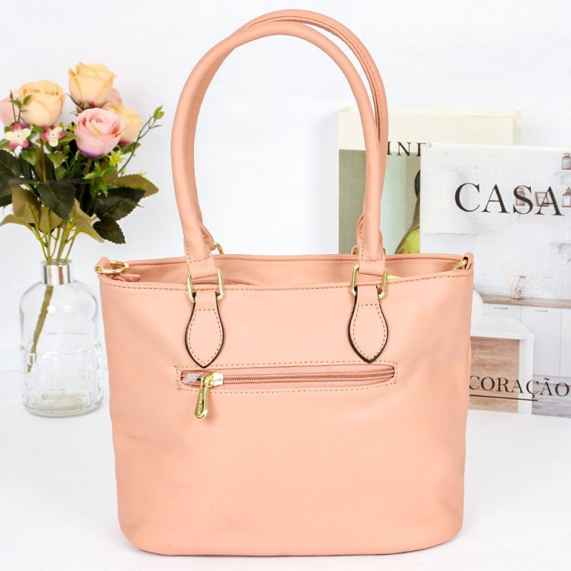 Bolsa Lisa Média Feminina De Ombro Com Detalhes Dourados - Feira Da Madrugada SP