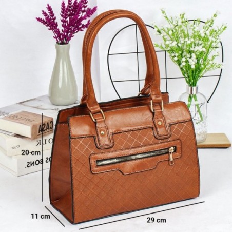 Bolsa Tote Média Feminina Social Com Detalhes Texturizados - Feira Da Madrugada SP