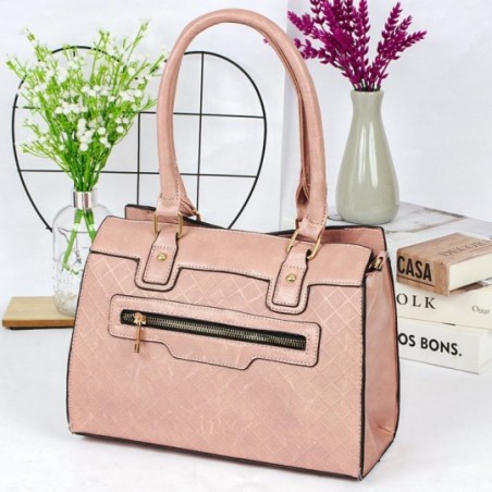 Bolsa Tote Média Feminina Social Com Detalhes Texturizados - Feira Da Madrugada SP