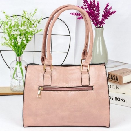 Bolsa Tote Média Feminina Social Com Detalhes Texturizados - Feira Da Madrugada SP
