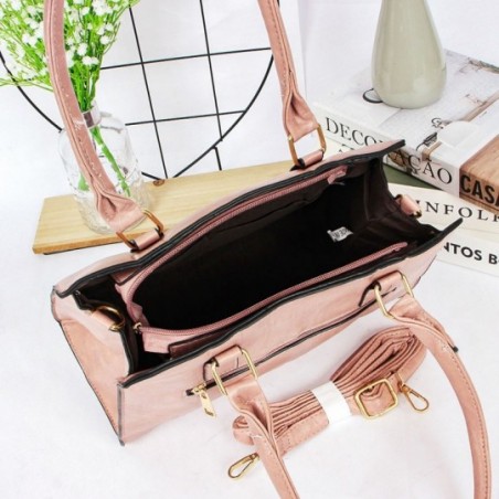 Bolsa Tote Média Feminina Social Com Detalhes Texturizados - Feira Da Madrugada SP