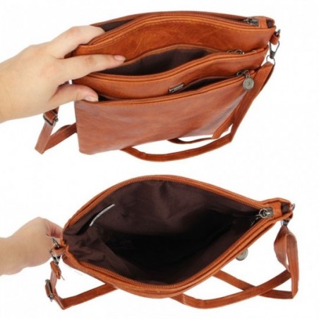 Bolsa Transversal Feminina Pequena Texturizada C/ 3 Divisórias - Feira Da Madrugada SP