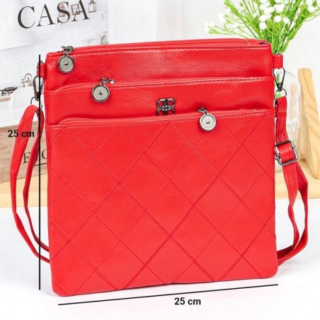 Bolsa Feminina Transversal Texturizada Com 3 Zíperes - Feira Da Madrugada SP