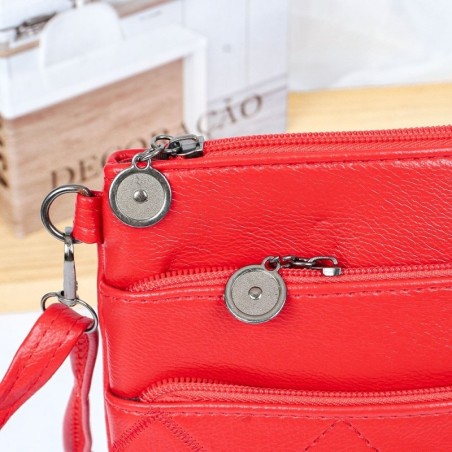 Bolsa Feminina Transversal Texturizada Com 3 Zíperes - Feira Da Madrugada SP
