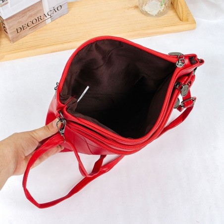 Bolsa Feminina Transversal Texturizada Com 3 Zíperes - Feira Da Madrugada SP