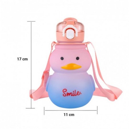 Garrafa De Água 800ml Em Formato De Pato C/ Adesivos 3D - Feira Da Madrugada SP