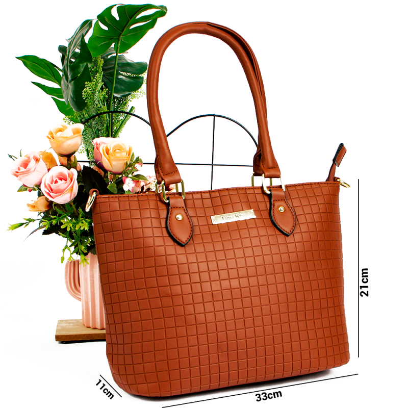 Bolsa Feminina Média Social Com Textura Em Alto Relevo - Feira Da Madrugada SP