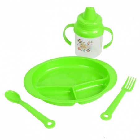 Conjunto De Utensílios P/ Bebês Com Pratinho E Copo 4 Peças - Feira Da Madrugada SP