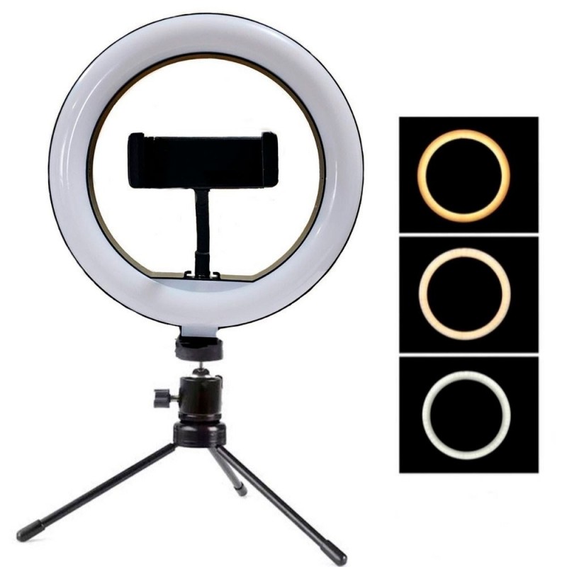 Ring Light Led Mesa Tripé Suporte Celular 8 Polegadas 20 CM - Feira Da Madrugada SP