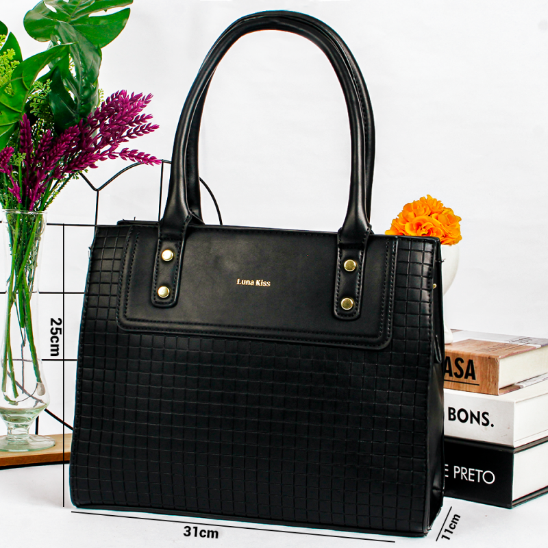 Bolsa Feminina Média De Ombro Quadrada Texturizada - Feira Da Madrugada SP
