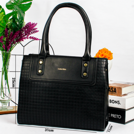 Bolsa Feminina Média De Ombro Quadrada Texturizada - Feira Da Madrugada SP