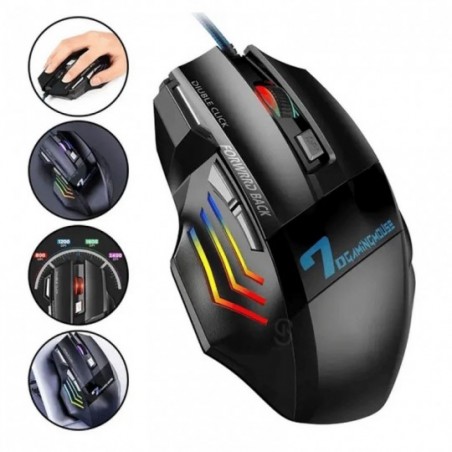 Mouse Gamer X7 Led RGB 2400dpi Ergonômico Preto - Feira Da Madrugada SP