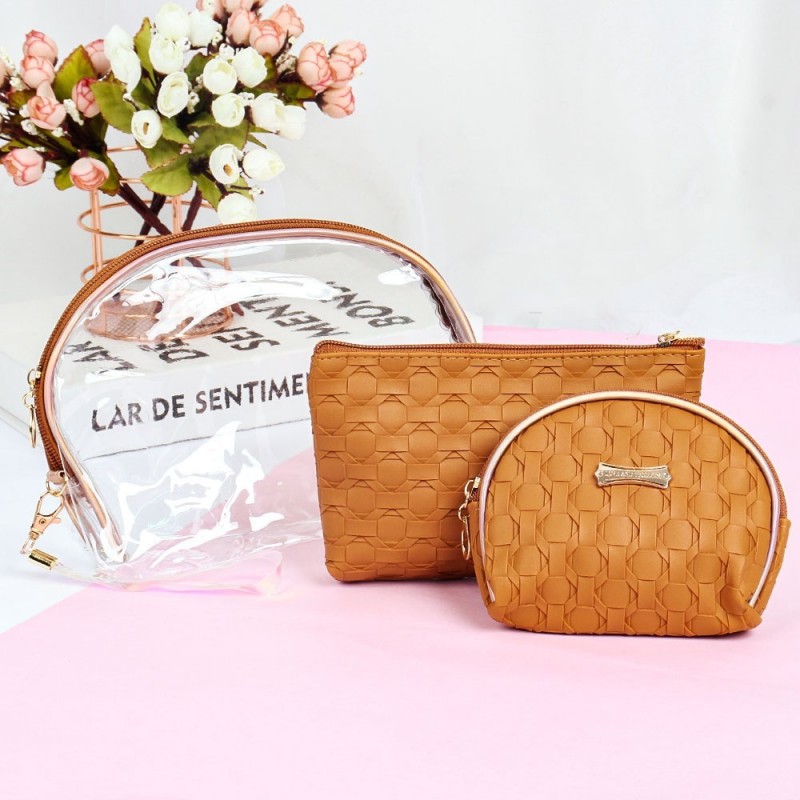 Kit Necessaire 3 Peças Transparente Organizadora Feminina - Feira Da Madrugada SP
