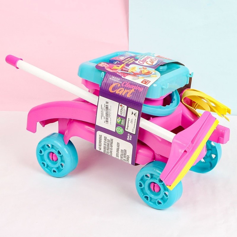 Carrinho Limpeza Completo Com 6 Peças Brinquedo - Feira da Madrugada SP