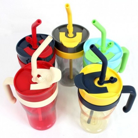 Copo Garrafa Com Tampa Canudo Alça 800ml Para Bebidas - Feira Da Madrugada SP