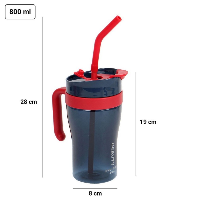 Copo Garrafa Com Tampa Canudo Alça 800ml Para Bebidas - Feira Da Madrugada SP