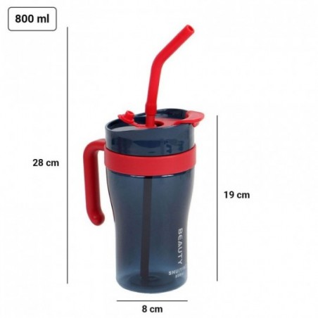 Copo Garrafa Com Tampa Canudo Alça 800ml Para Bebidas - Feira Da Madrugada SP