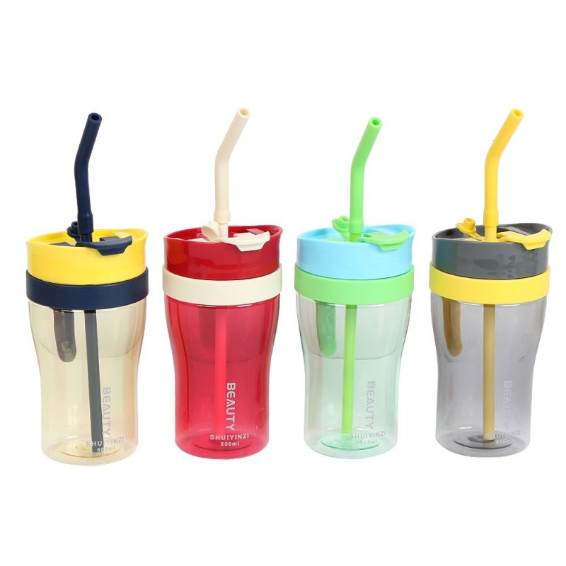 Copo Garrafa Com Tampa Canudo Alça 800ml Para Bebidas - Feira Da Madrugada SP