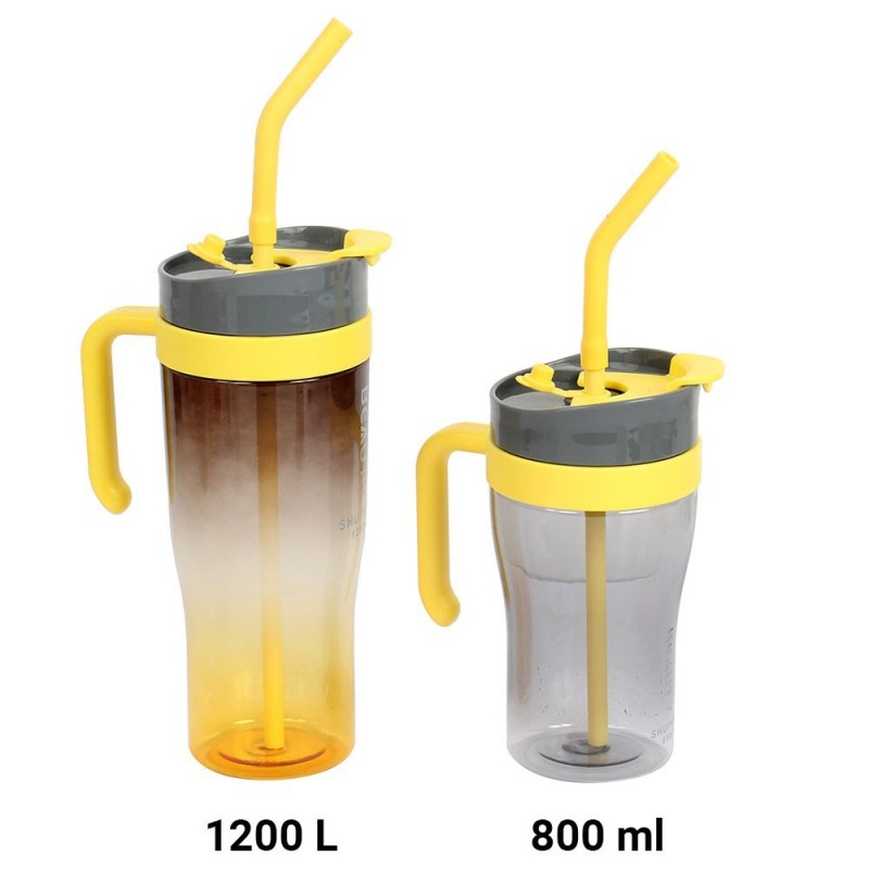 Copo Garrafa Com Tampa Canudo Alça 800ml Para Bebidas - Feira Da Madrugada SP