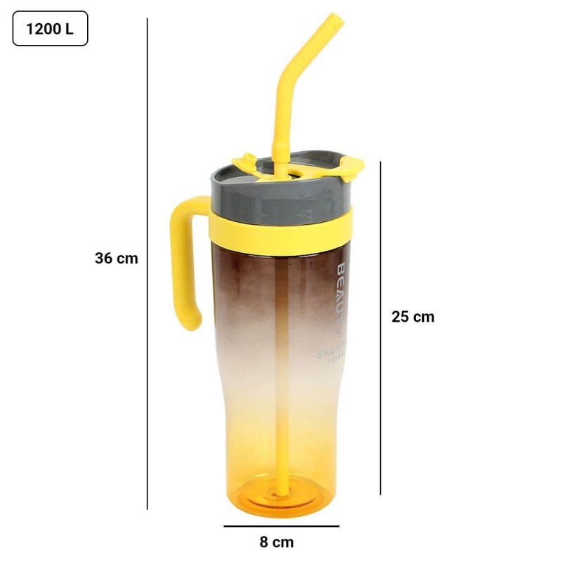 Copo Garrafa Degradê 1200ml Tampa Com Alça E Canudo - Feira Da Madrugada SP