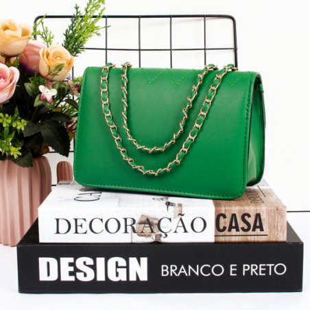 Bolsa Transversal Baú Feminina Fechamento Metálico Alça Corrente - Feira Da Madrugada SP