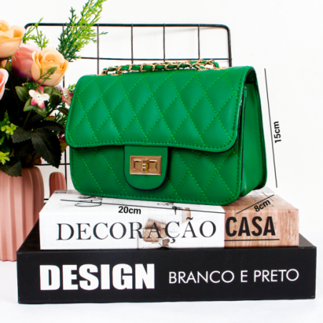 Bolsa Transversal Baú Feminina Fechamento Metálico Alça Corrente - Feira Da Madrugada SP