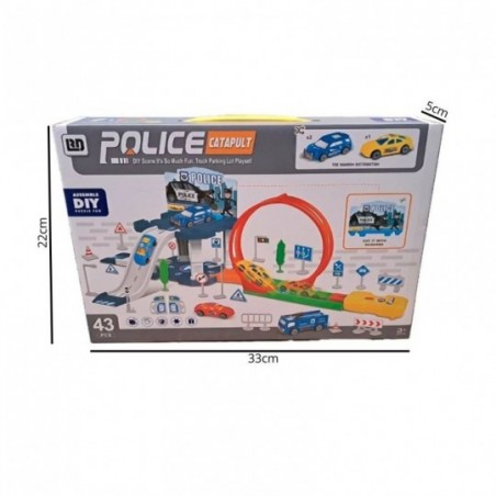 Pista Estacionamento Policial Com Looping 43 Peças Infantil - Feira Da Madrugada SP