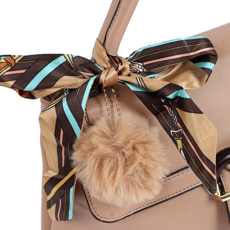 Bolsa Feminina Social Com Laço E Pompom 2 Divisórias Luxo - Feira Da Madrugada SP