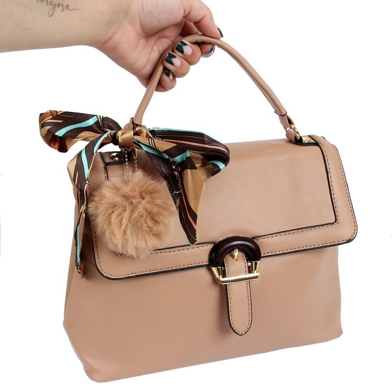 Bolsa Feminina Social Com Laço E Pompom 2 Divisórias Luxo - Feira Da Madrugada SP