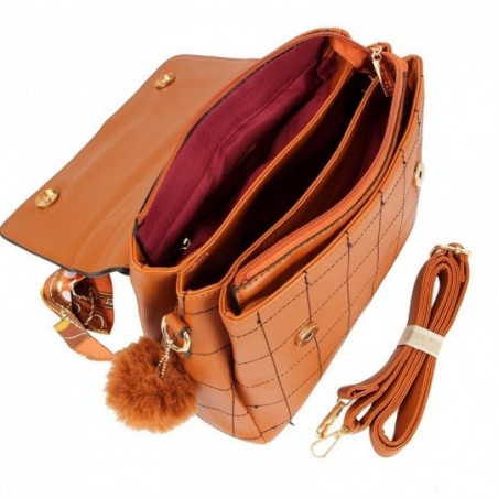 Bolsa De Luxo Feminina Detalhes Dourados 3 Repartições C/ Laço - Feira Da Madrugada SP