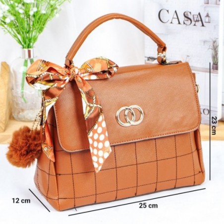Bolsa De Luxo Feminina Detalhes Dourados 3 Repartições C/ Laço - Feira Da Madrugada SP