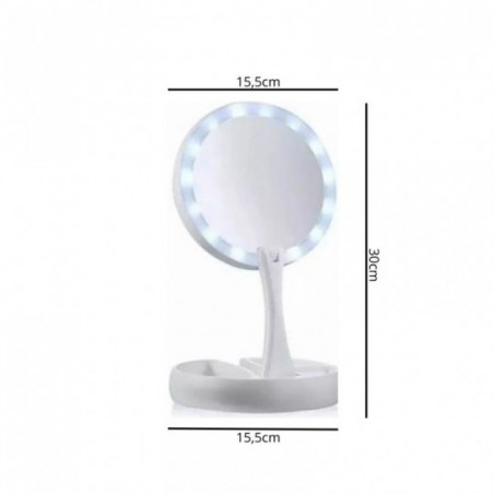 Espelho Portátil Luminária Articulável Porta Maquiagem USB