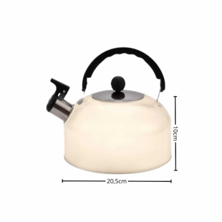 Chaleira Com Apito 2,5 Litros Em Aço Inox Off White - Compre Agora!