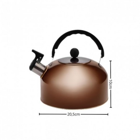 Chaleira Com Apito 2,5 Litros Em Aço Inox Bronze
