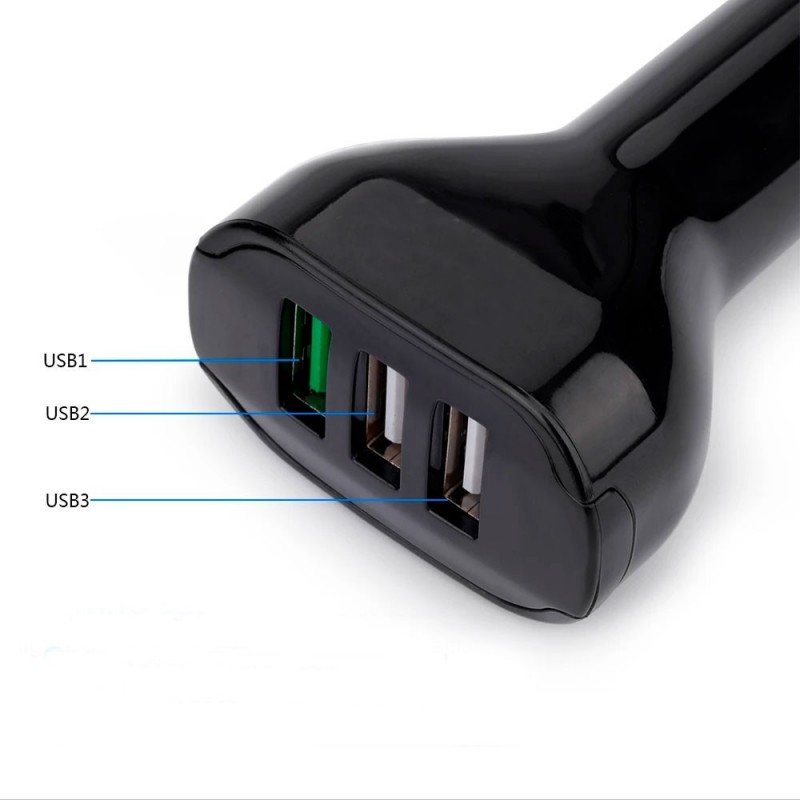 Carregador Veicular Rápido Com 3 Entradas USB - Feira Da Madrugada SP