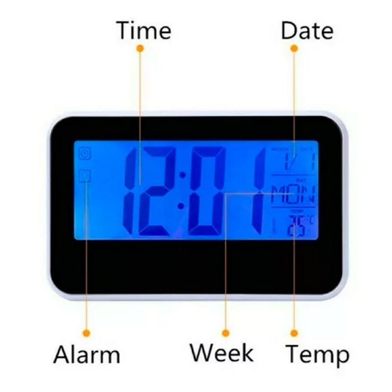 Relógio Despertador Digital De Mesa Com Luz Noturna - Feira Da Madrugada SP