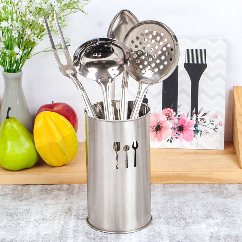 Conjunto De Utensílios Jogo de Cozinha Em Inox 5 Peças -Feira Da Madrugada SP
