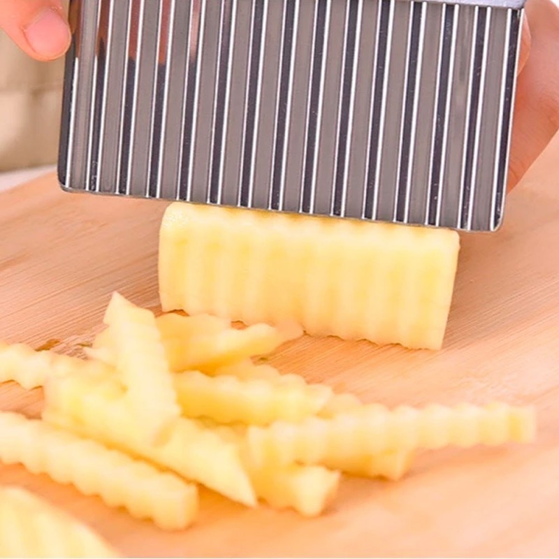 Cortador Fatiador De Alimentos Em Ondas Aço Inox-Feira Da Madrugada SP