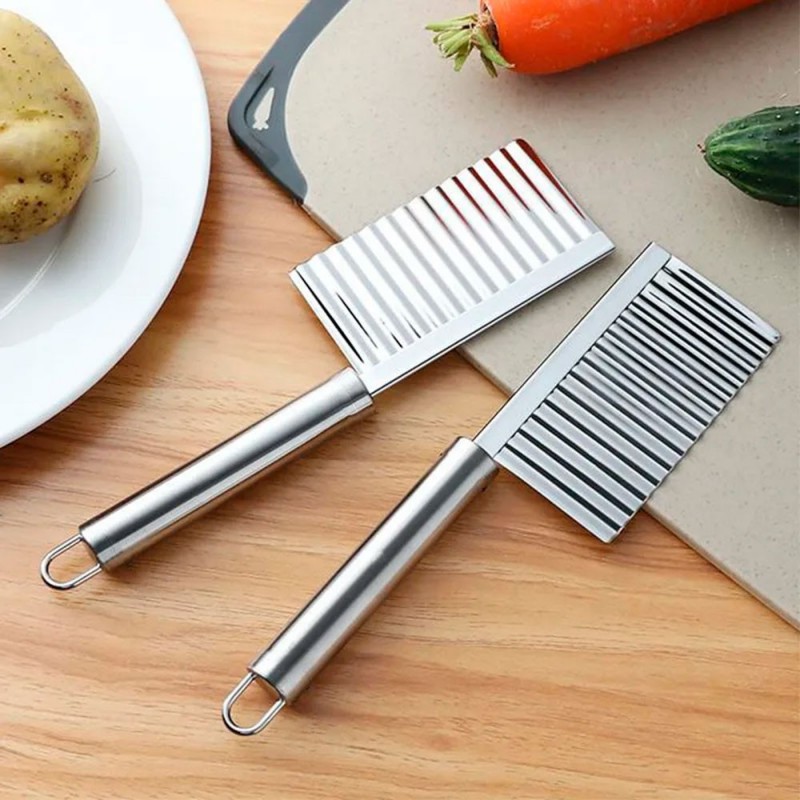 Cortador Fatiador De Alimentos Em Ondas Aço Inox-Feira Da Madrugada SP