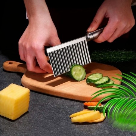 Cortador Fatiador De Alimentos Em Ondas Aço Inox-Feira Da Madrugada SP